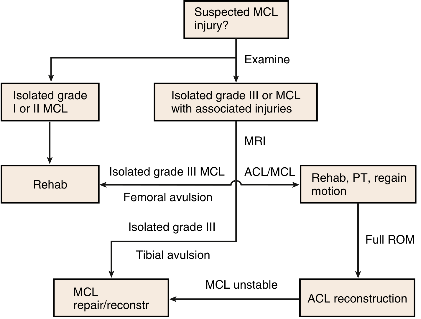 MCL injury management algorithm