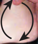 Circular arrow diagram illustrating rotational maneuver of the McMurray test
