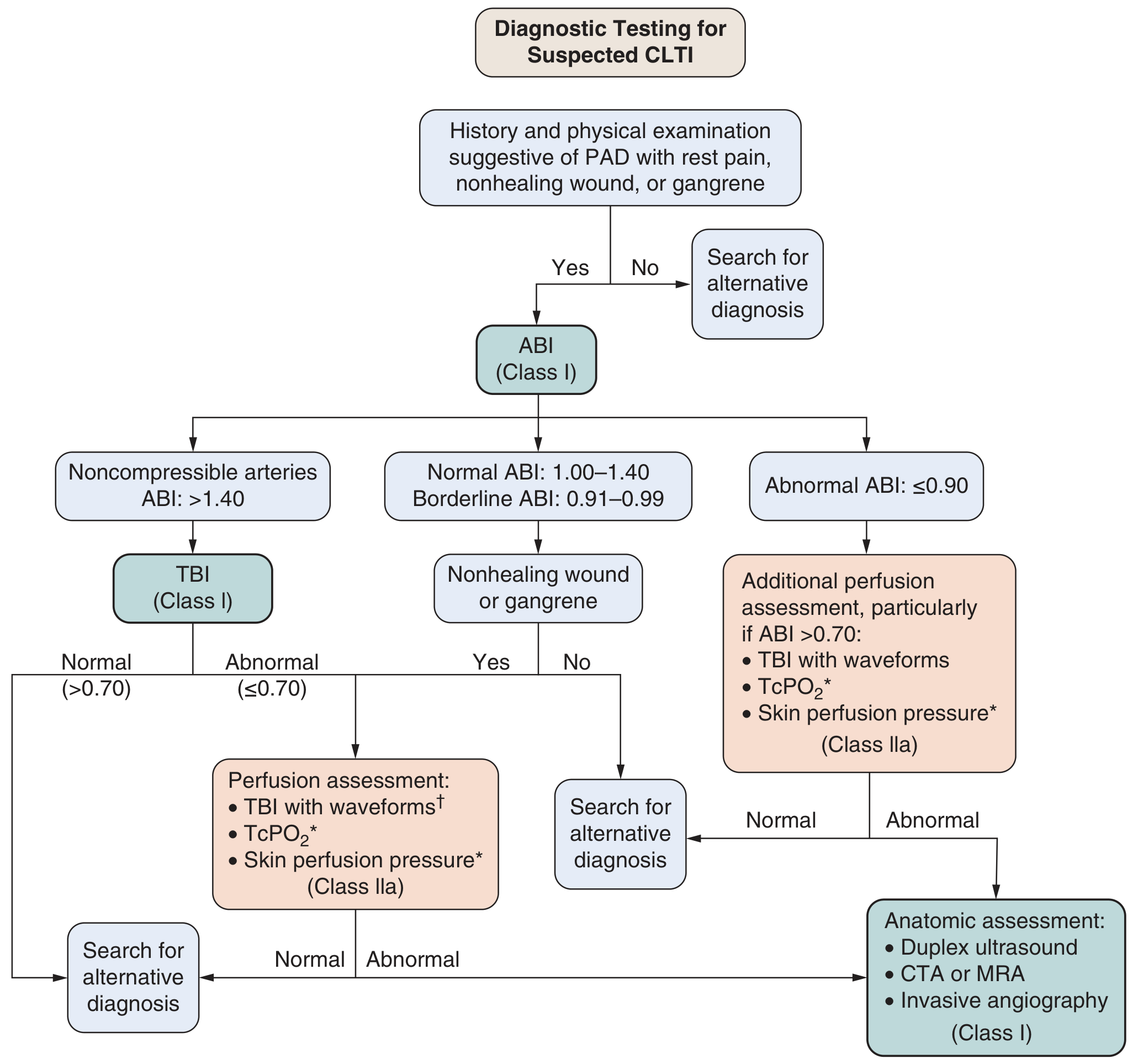 Diagnostic Testing Flowchart for CLTI