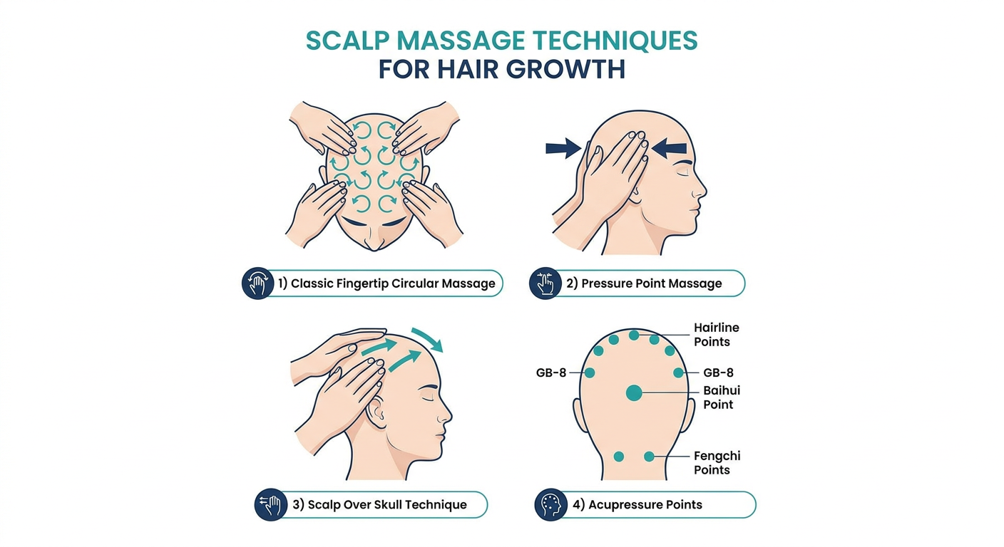 Scalp Massage Techniques Diagram