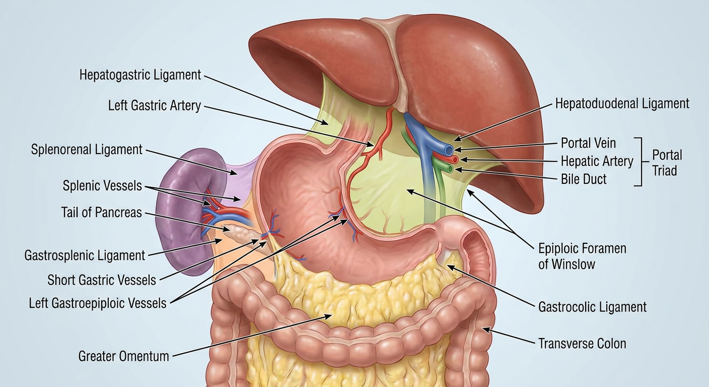 3D Peritoneal Ligaments Diagram