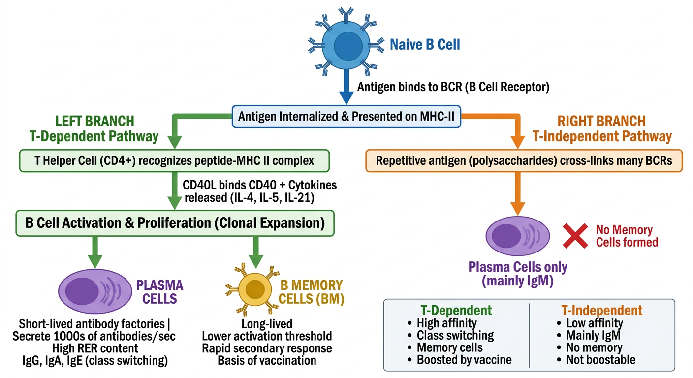 B Cell Differentiation Flowchart