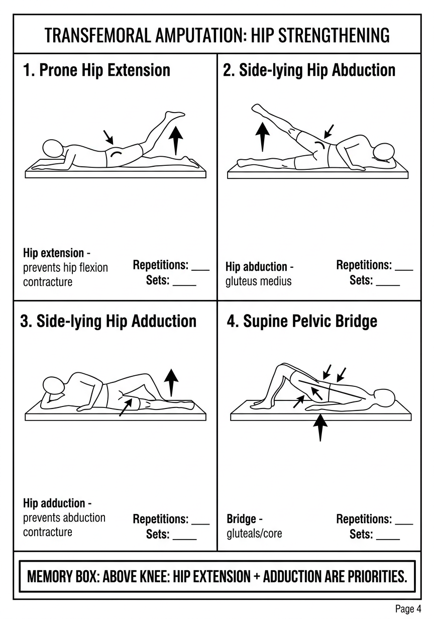 Page 4: Transfemoral hip strengthening exercises