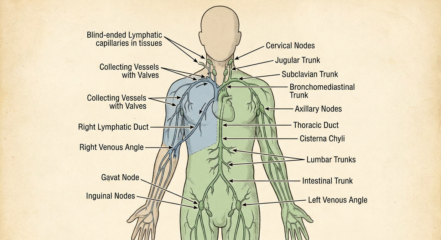 Schematic structure of the lymphatic system