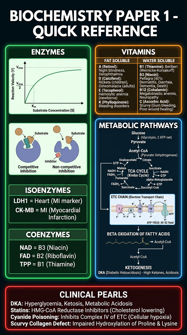 Biochemistry Paper 1 Quick Reference Poster