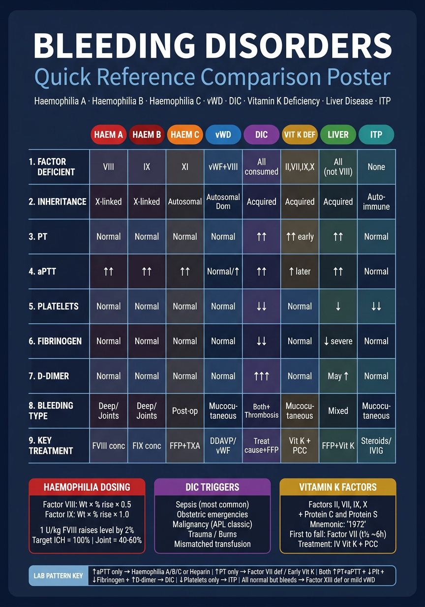 Bleeding Disorders Quick Reference Poster