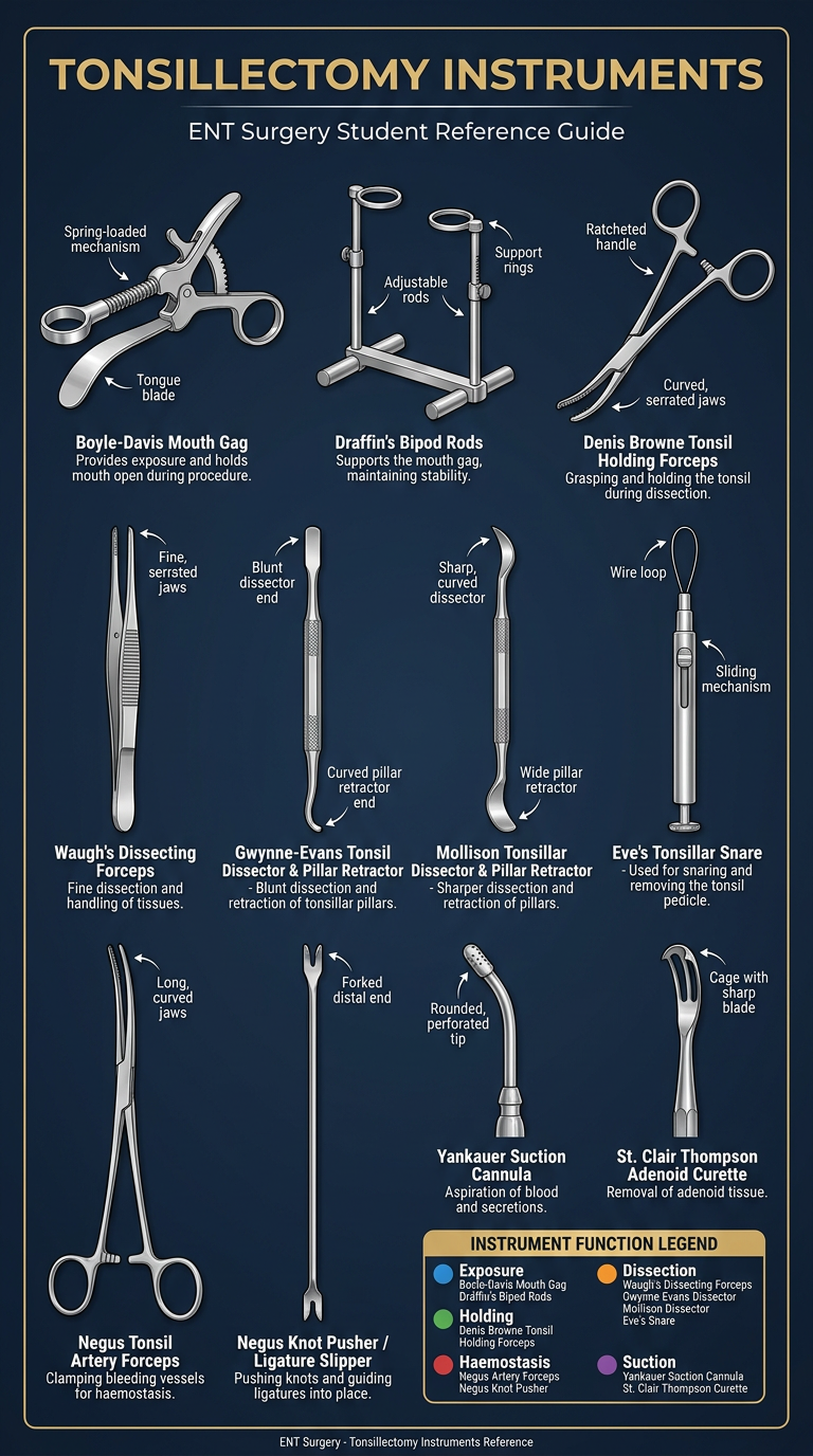 Tonsillectomy Instruments Reference Poster