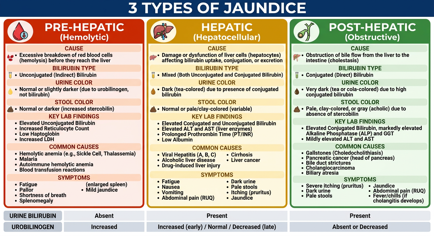 3 Types of Jaundice Comparison Chart