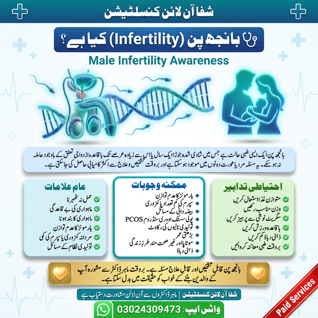 Male Infertility Awareness Poster - بانجھ پن