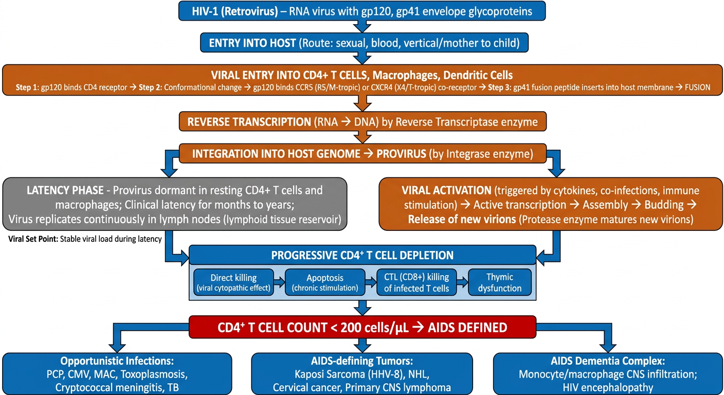 HIV/AIDS Pathogenesis Flowchart
