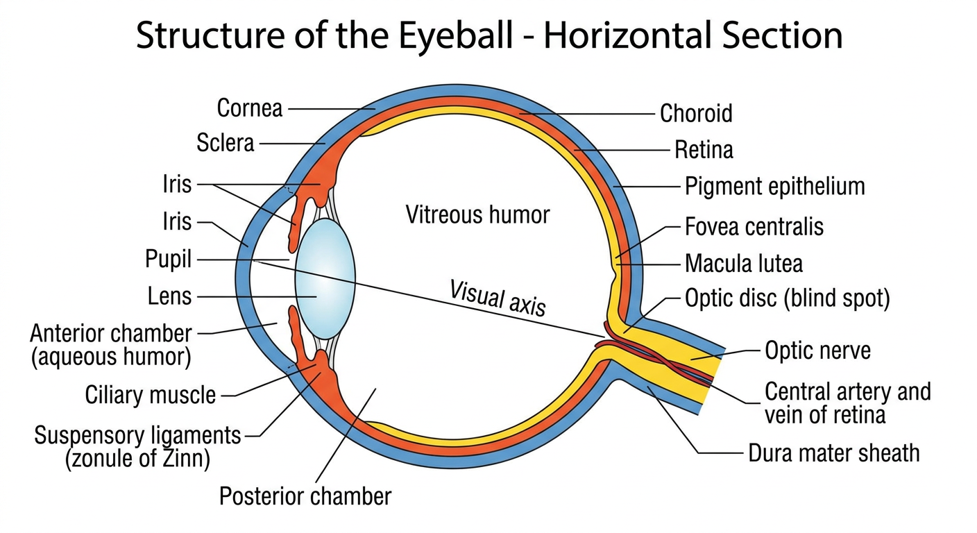 Structure of the Eyeball - Horizontal Section