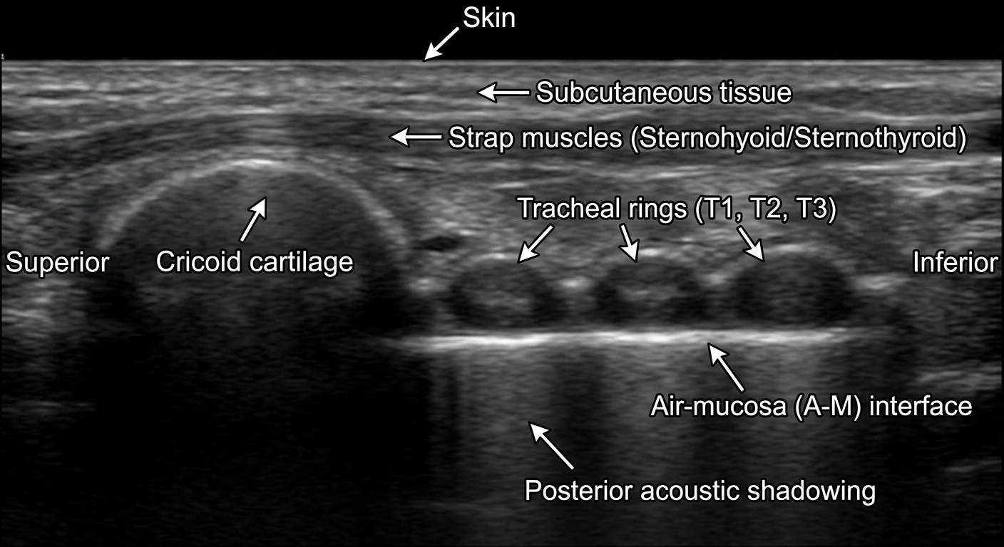 Labeled USG - Cricoid and Tracheal Rings