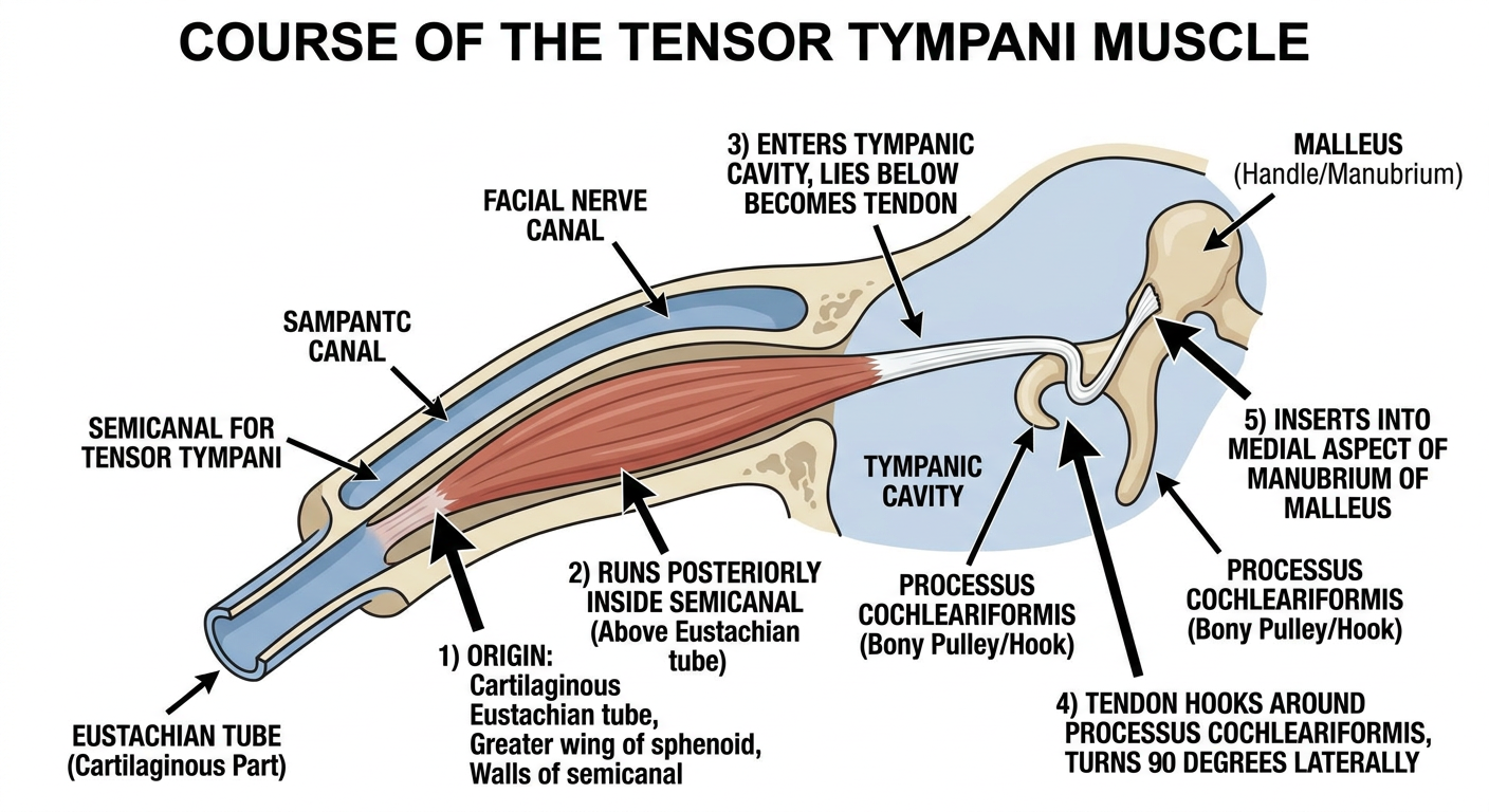 Tensor Tympani Muscle - Course & Anatomy