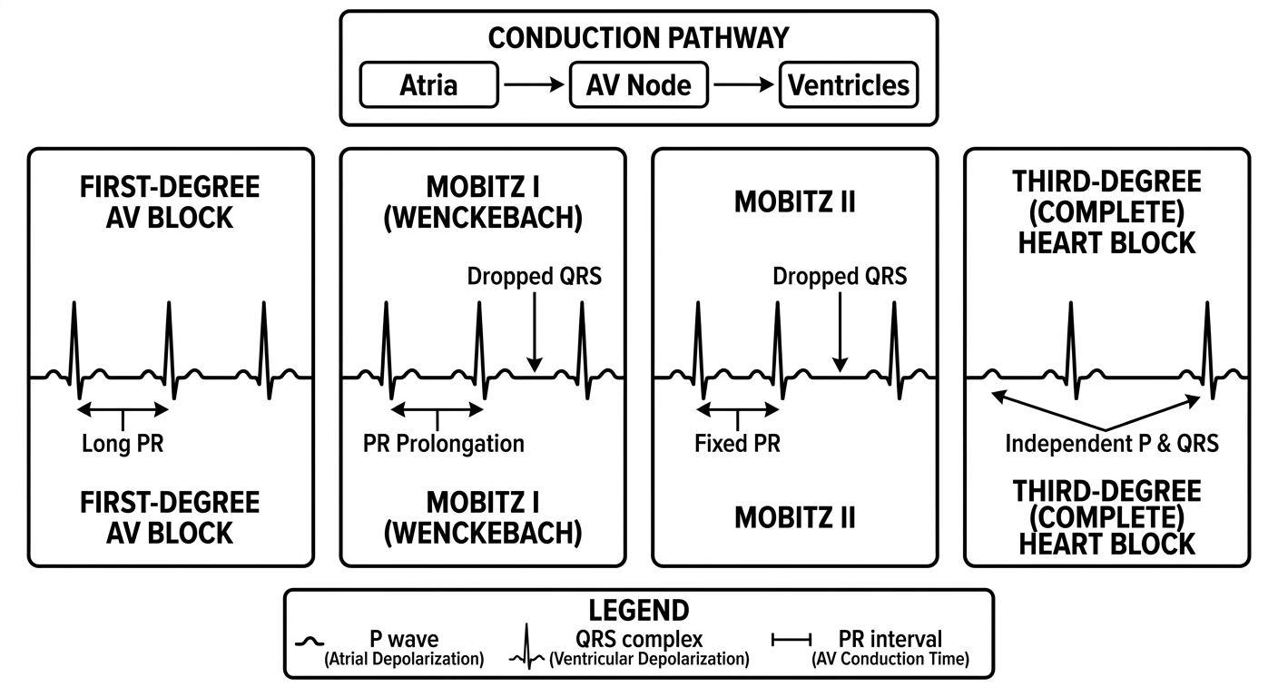 ECG patterns in AV block