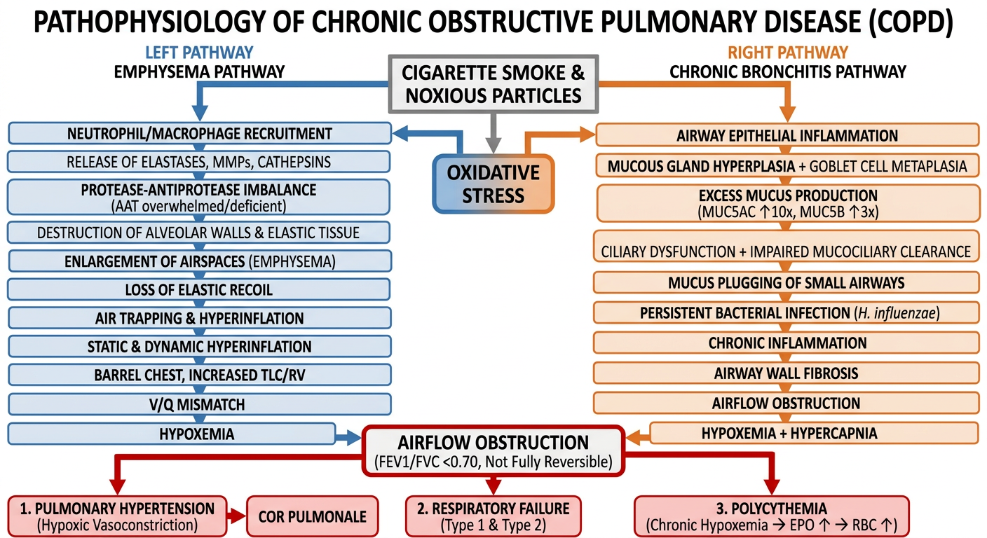 COPD Pathophysiology Schematic