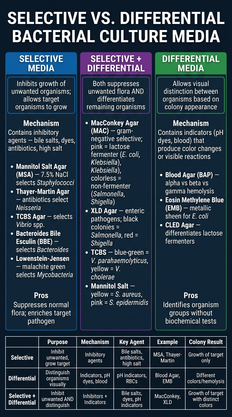 Selective vs. Differential Bacterial Culture Media Poster