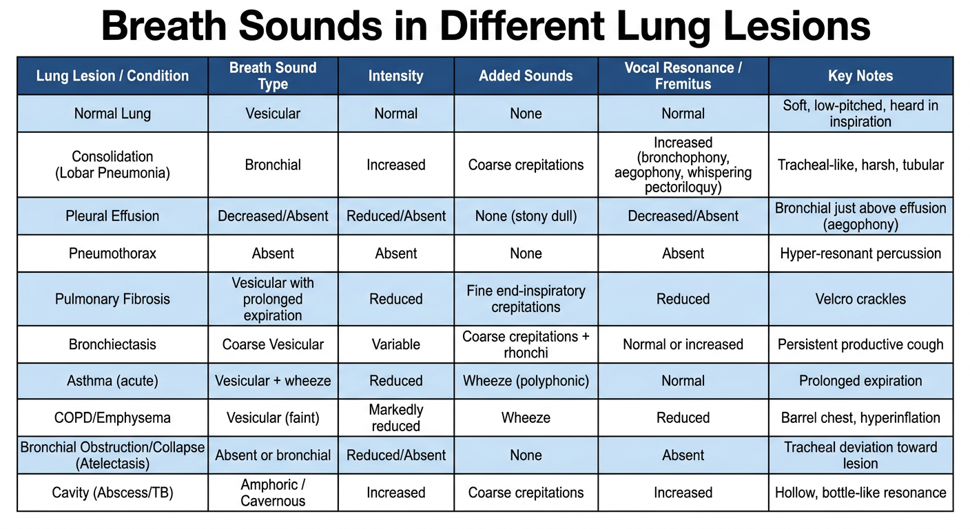 Breath Sounds in Different Lung Lesions