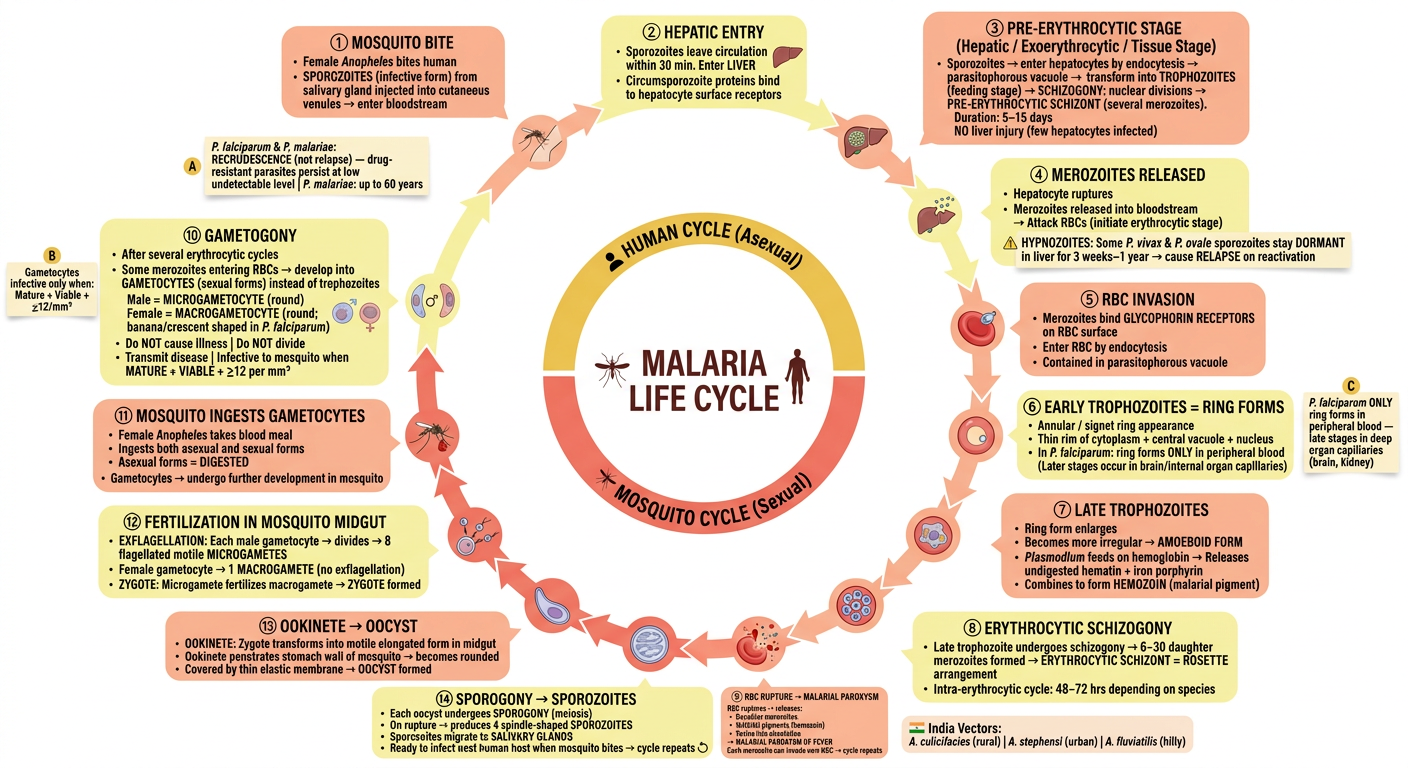 Malaria Life Cycle - Circular Diagram