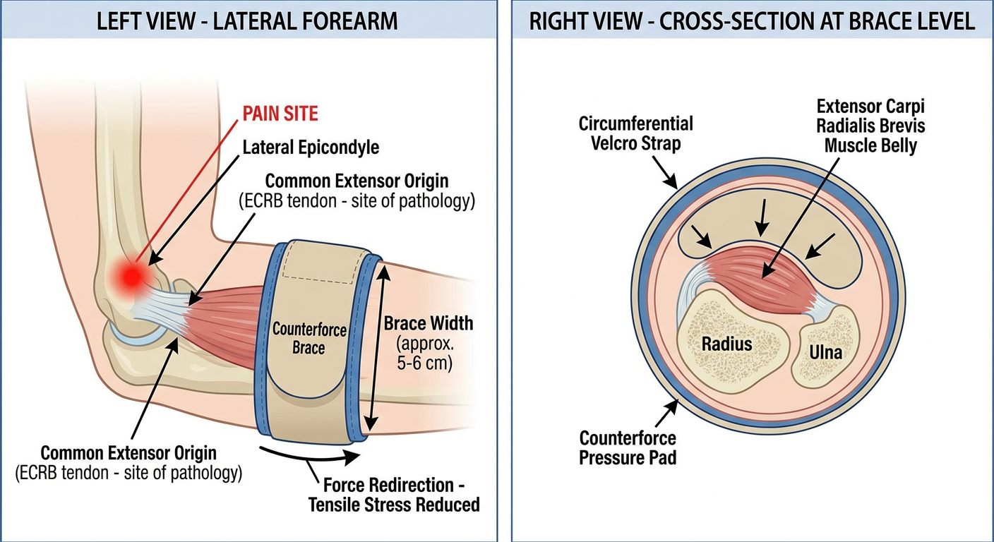 Tennis Elbow Counterforce Brace - Detailed Anatomical Diagram