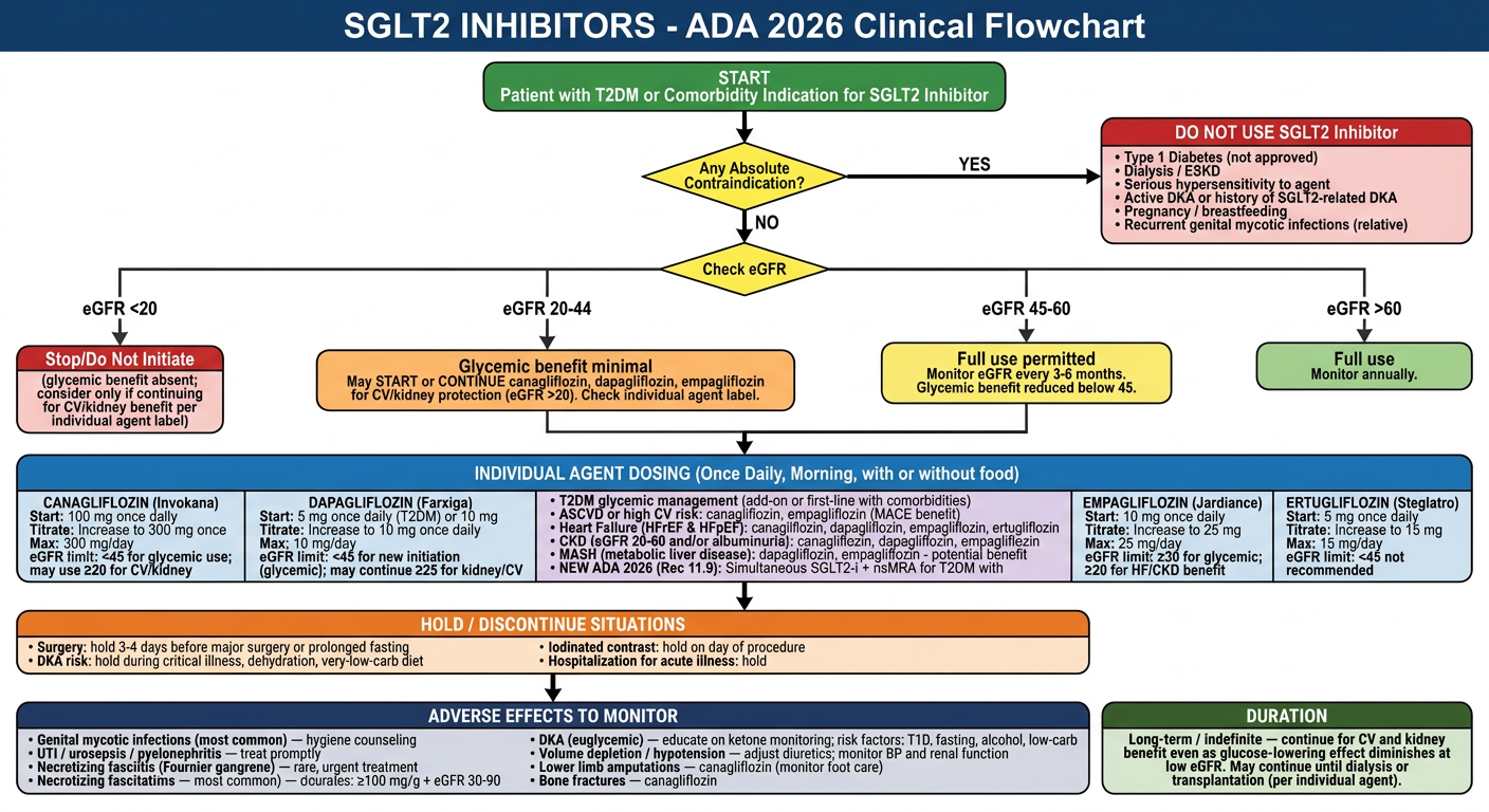 SGLT2 Inhibitors ADA 2026 Flowchart