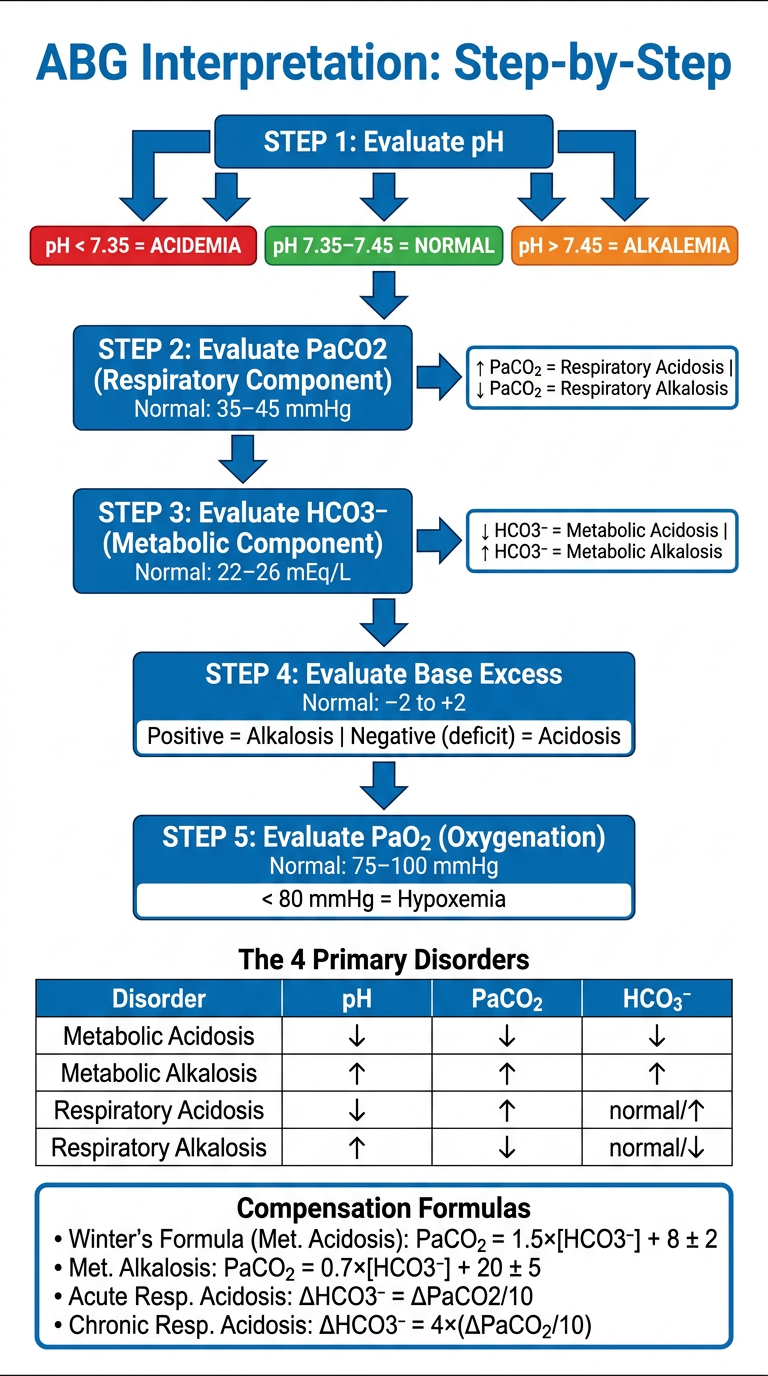 ABG Interpretation Flowchart Poster