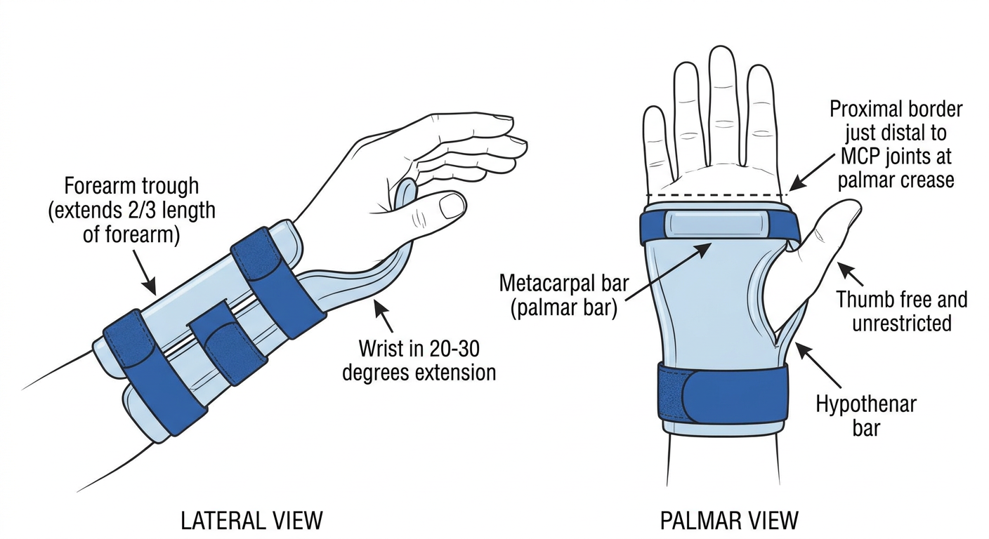 Cock-up wrist splint diagram