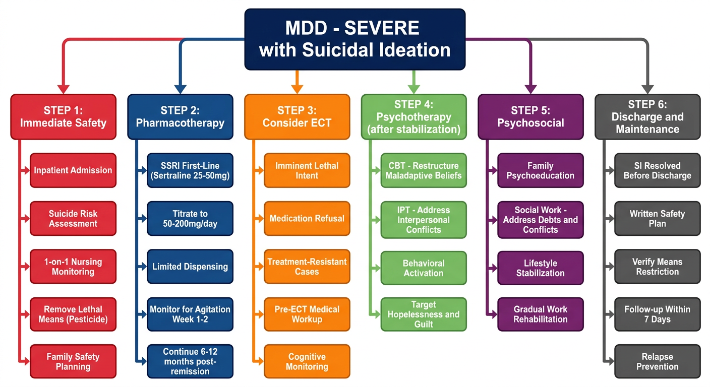 Management Algorithm Mind Map for MDD with High Suicide Risk