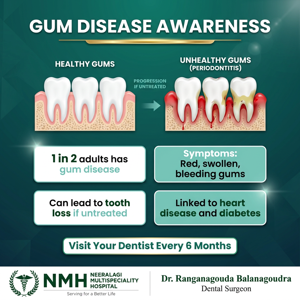 NMH Branded Gum Disease Poster - Teal Green Theme