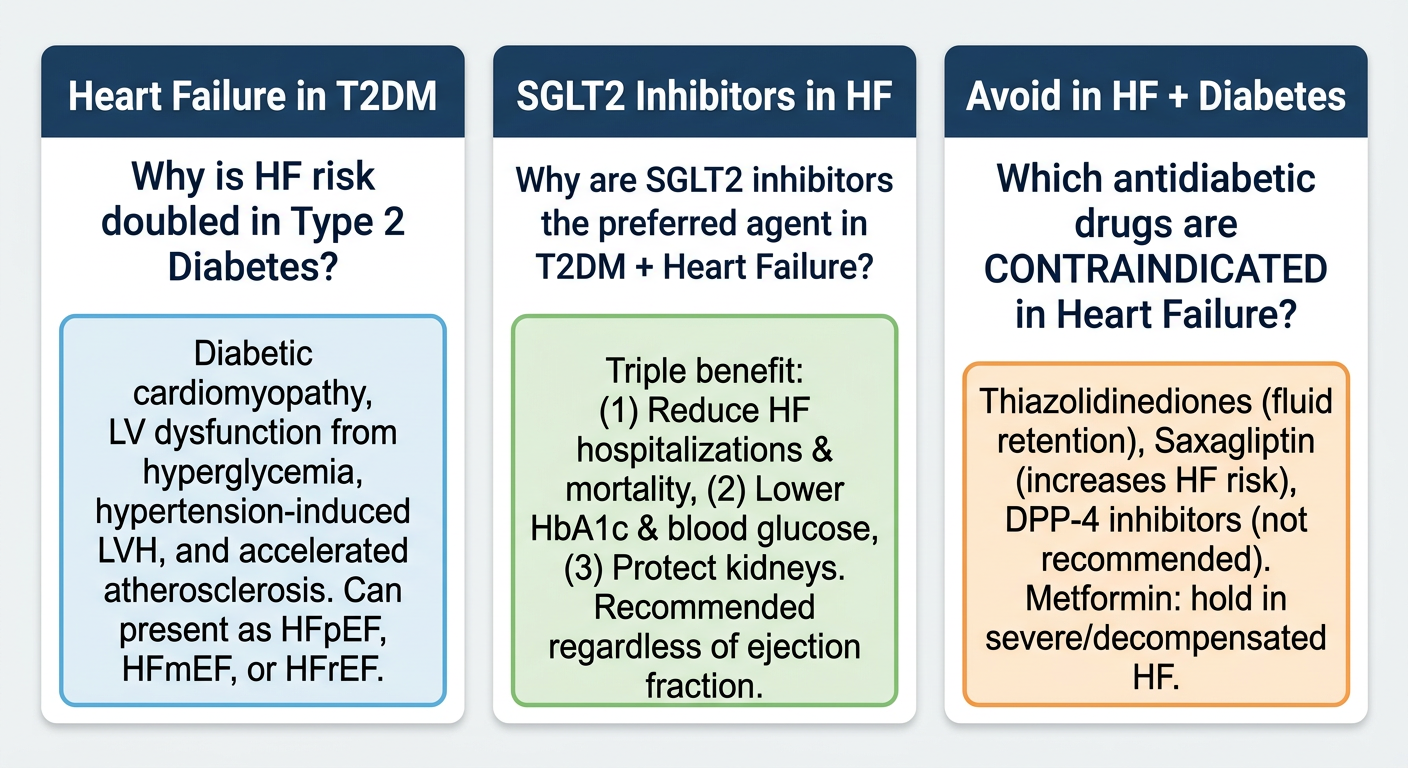 Flashcards 1-3: Heart Failure in T2DM, SGLT2 Inhibitors, Contraindicated Drugs
