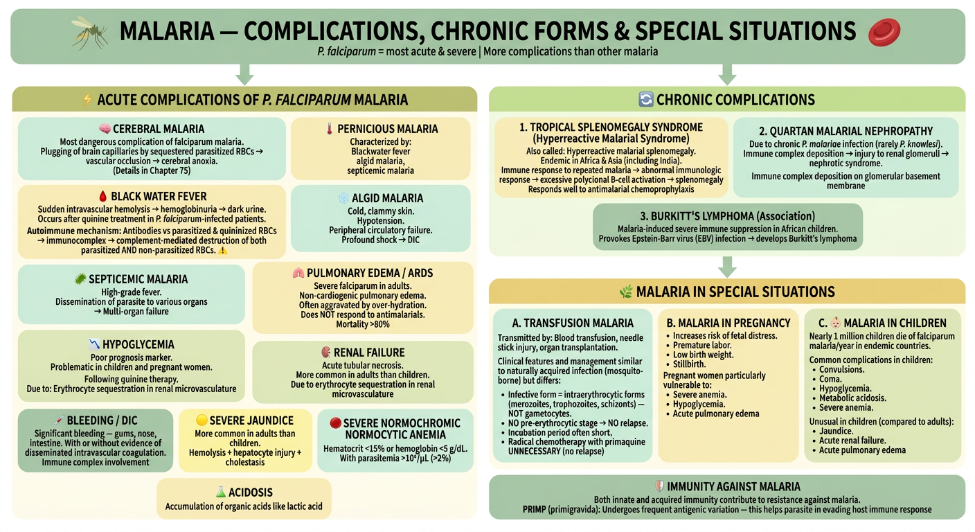 Malaria Complications - Pastel Green & Yellow Flowchart