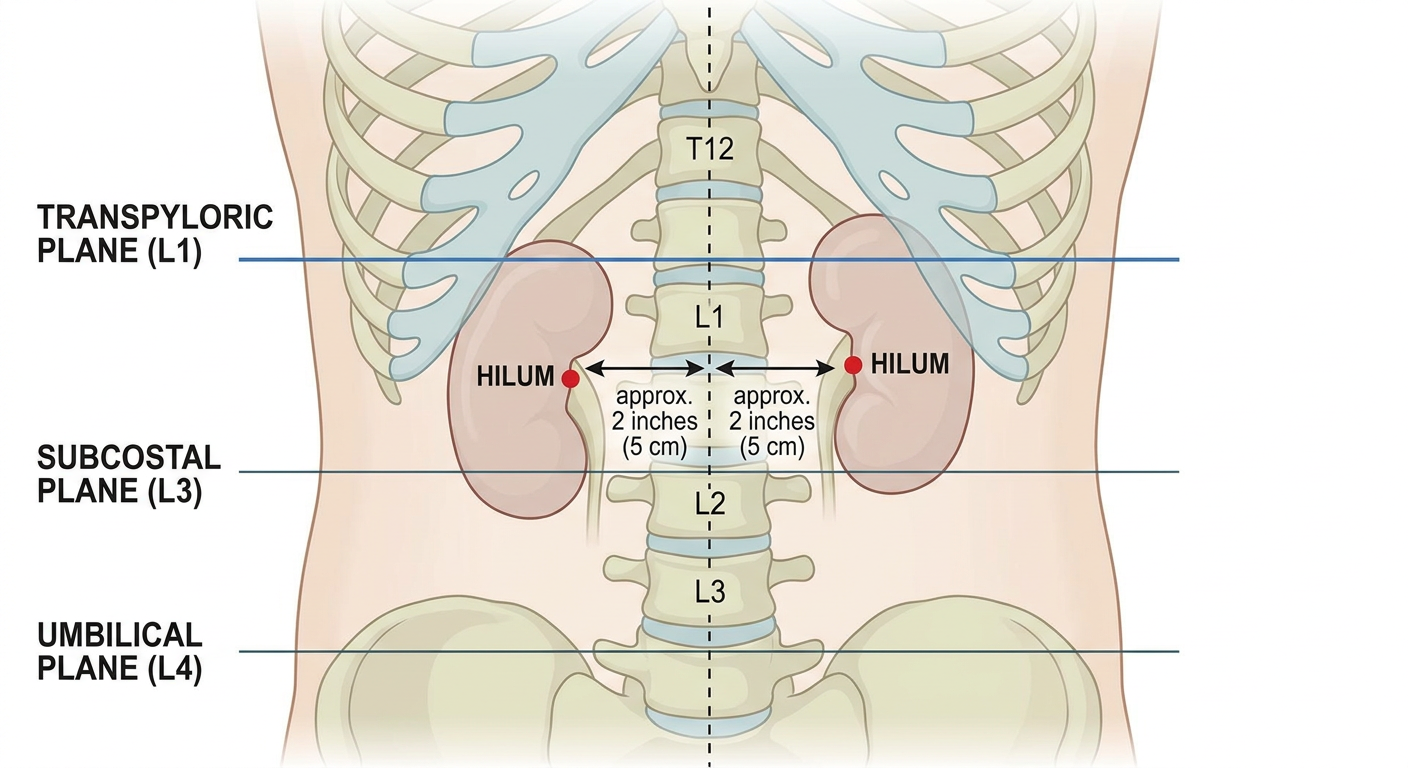 Kidney Surface Anatomy at L1 / Transpyloric Plane