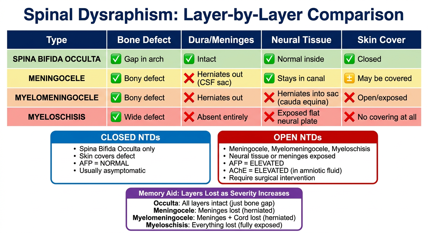 Spinal Dysraphism Comparison