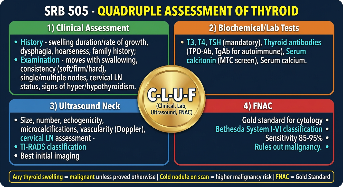 SRB 505 Quadruple Assessment of Thyroid - High Yield Flashcard