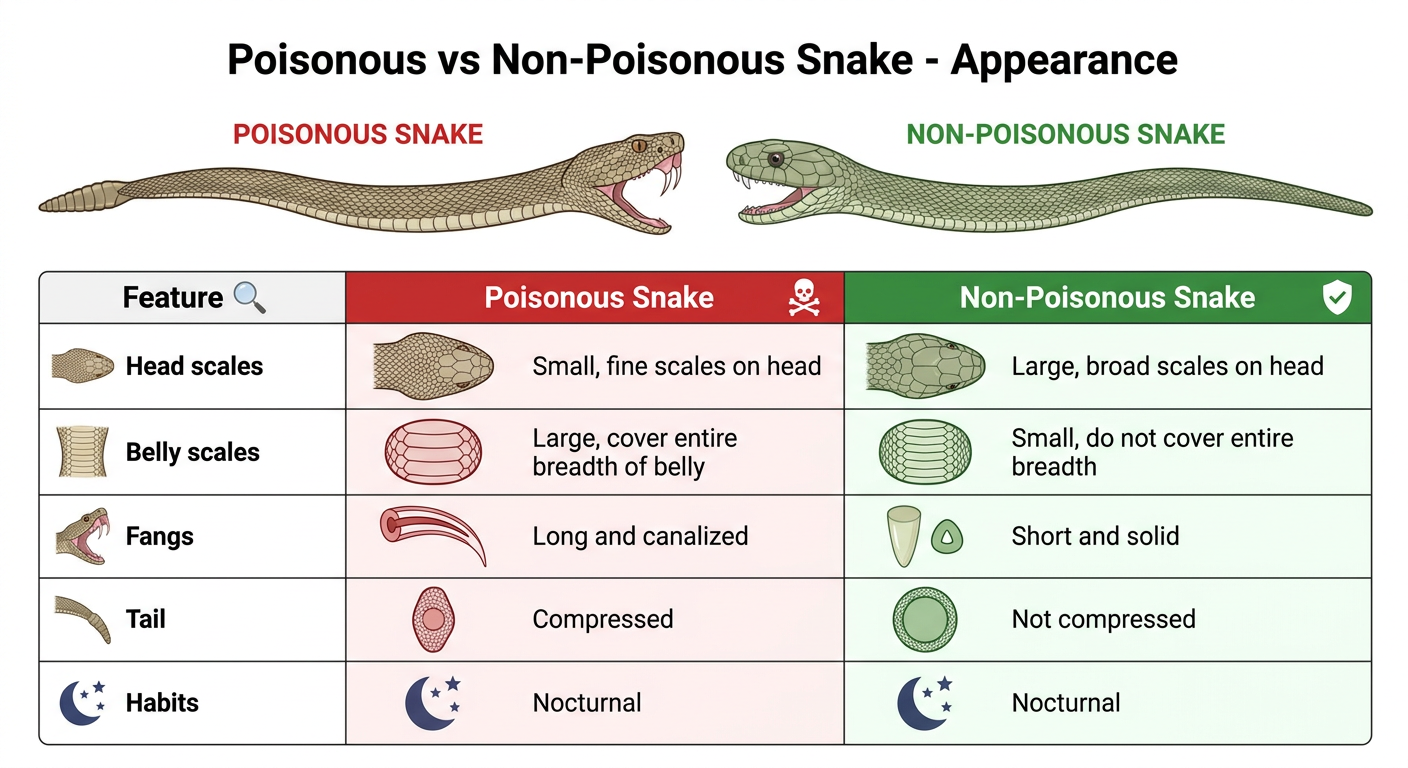 Poisonous vs Non-Poisonous Snake Appearance