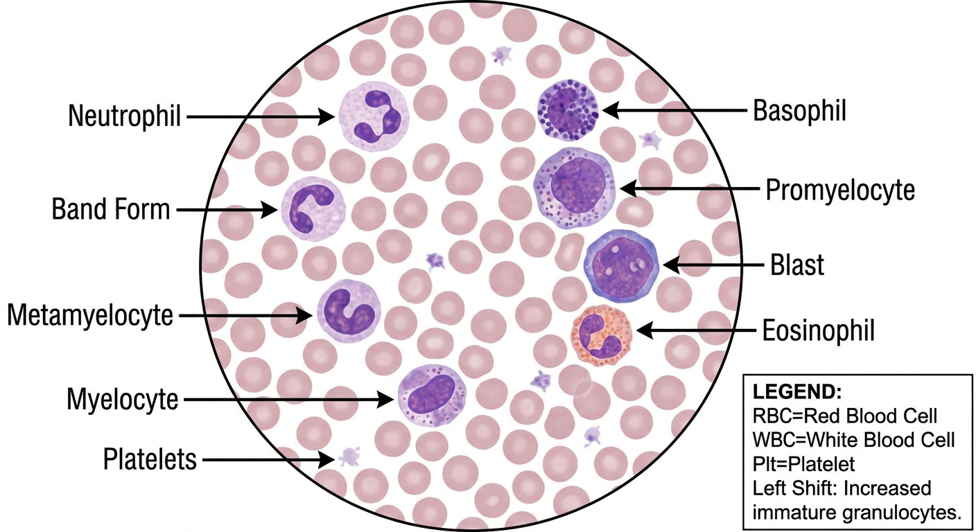 CML Peripheral Blood Smear Diagram