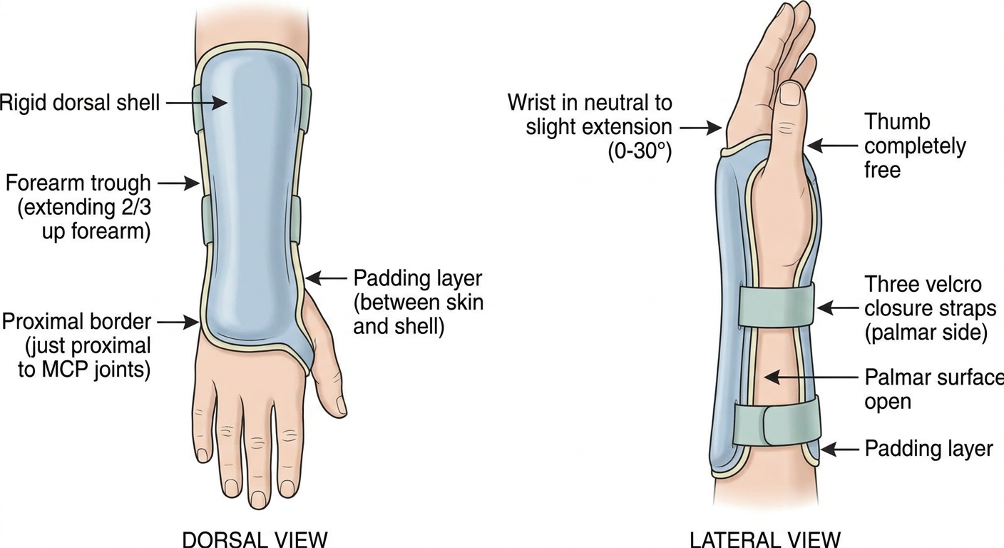 Dorsal wrist splint diagram