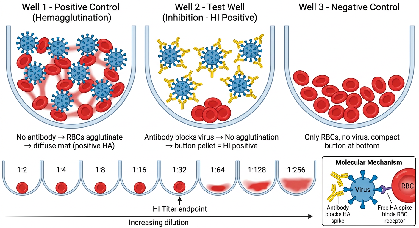 Micro Hemagglutination Inhibition (micro-HI) Test Schematic