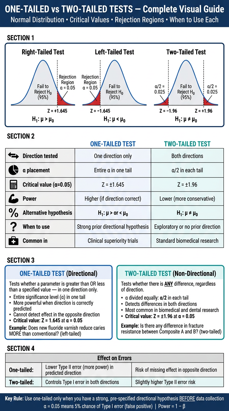 One-Tailed vs Two-Tailed Complete Visual Guide