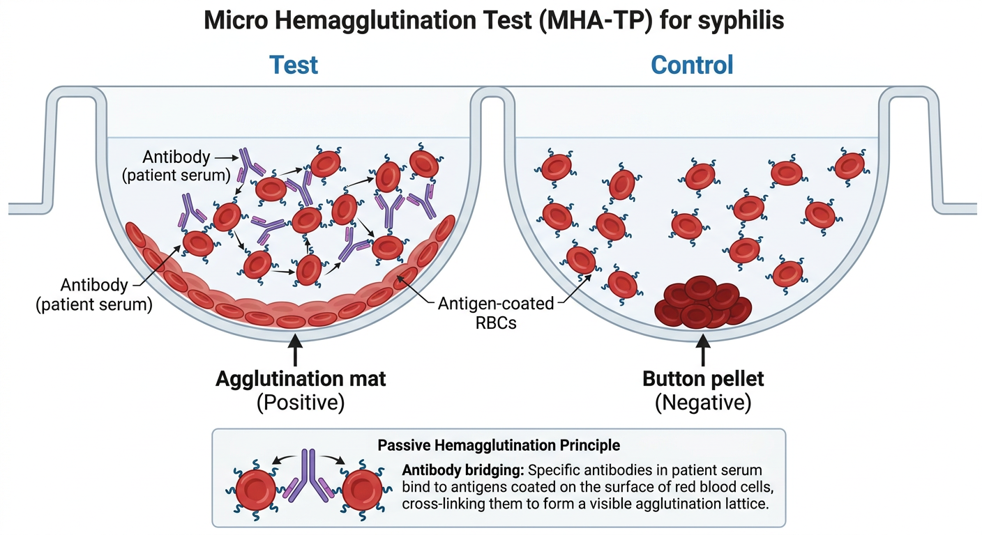 Schematic diagram of Micro Hemagglutination Test (MHA-TP)