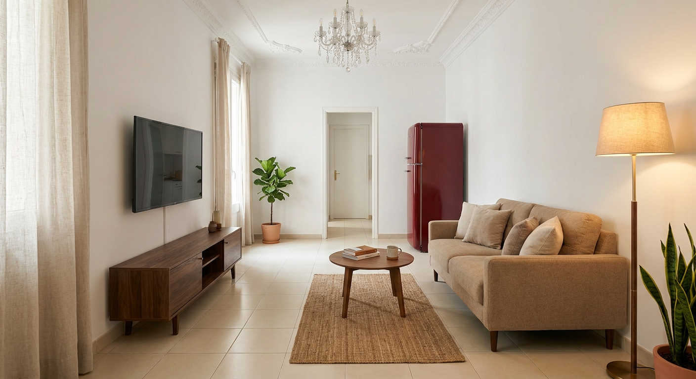 Cosy living room layout concept