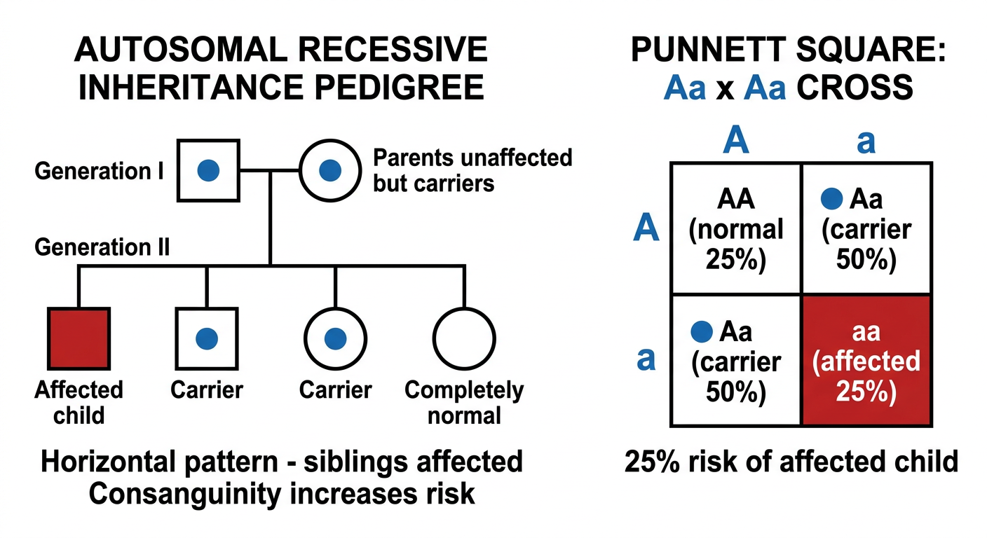 Autosomal Recessive Pedigree and Punnett Square