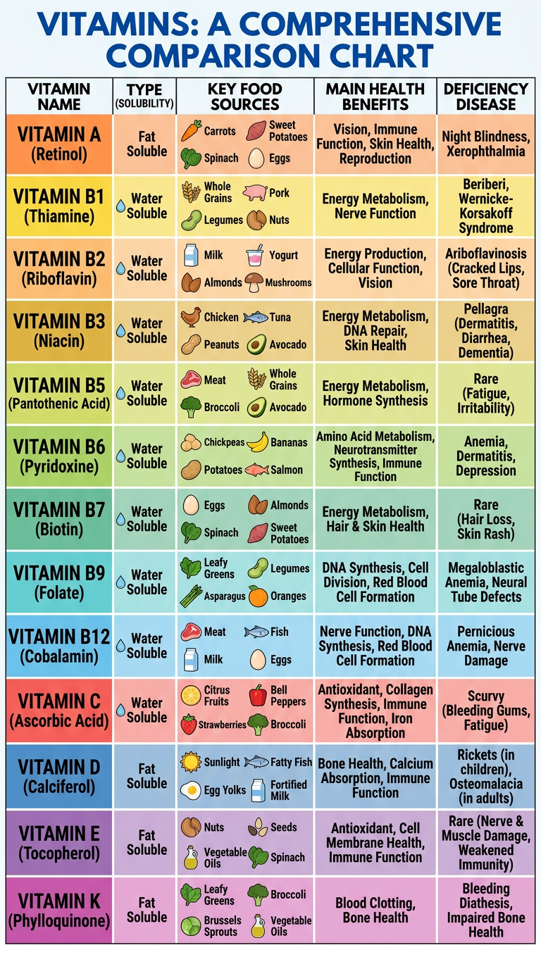 Vitamin Comparison Chart