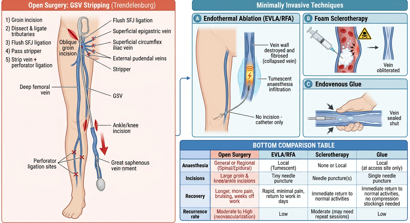 GSV Stripping vs Minimally Invasive Techniques