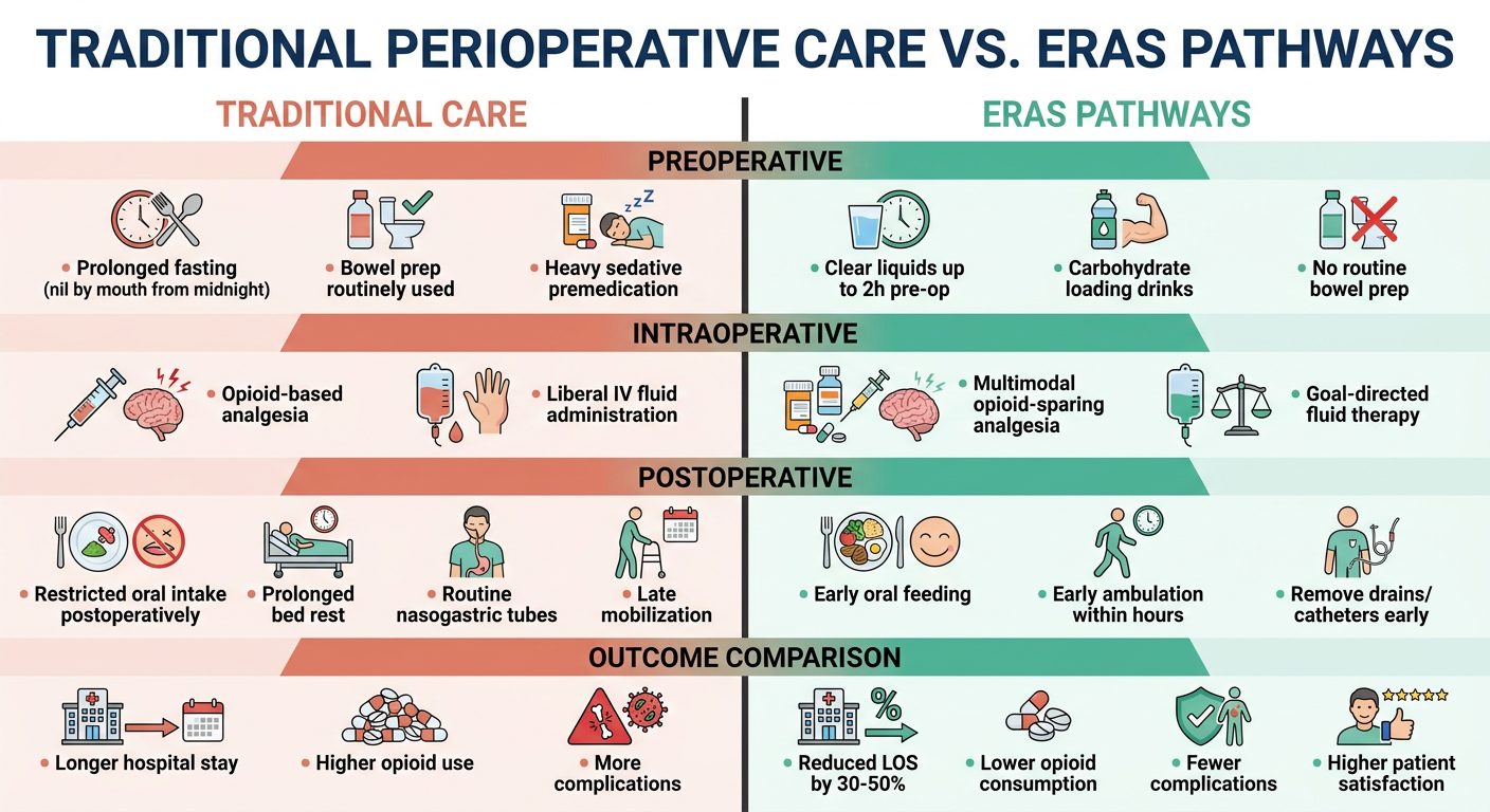Traditional Perioperative Care vs. ERAS Pathways