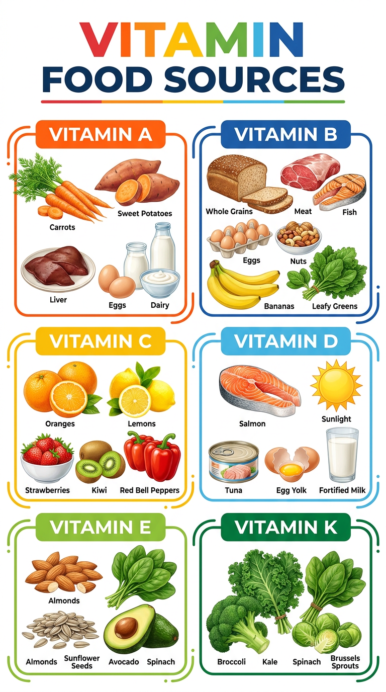 Vitamin Food Sources Poster