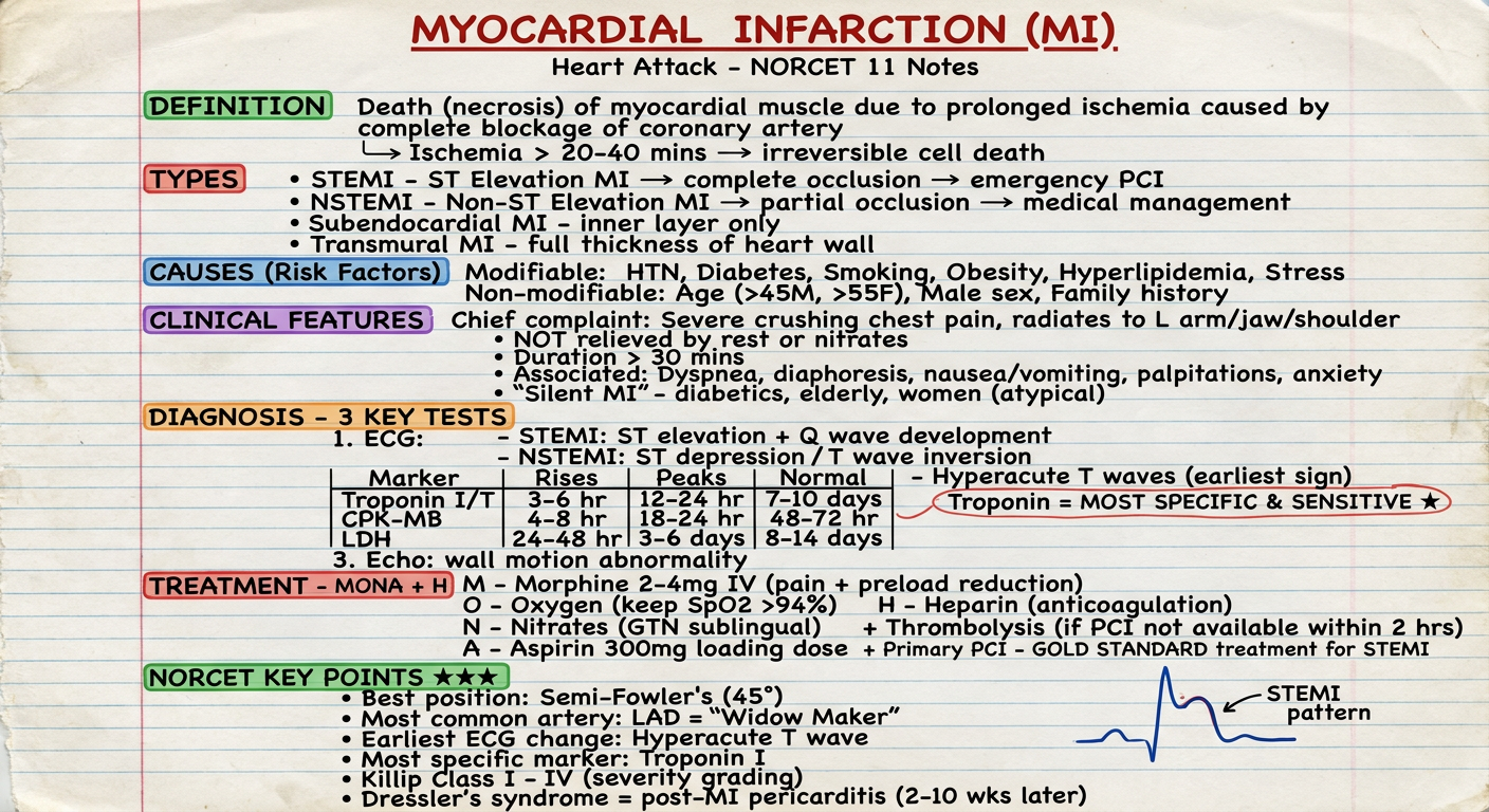 MI Handwritten Notes Page 1 - NORCET 11