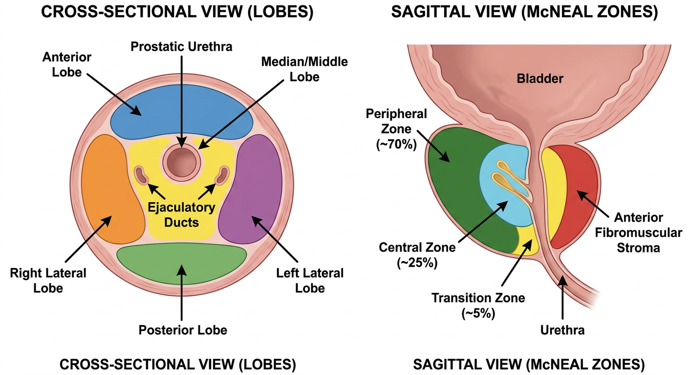 Diagram of the Lobes of the Prostate