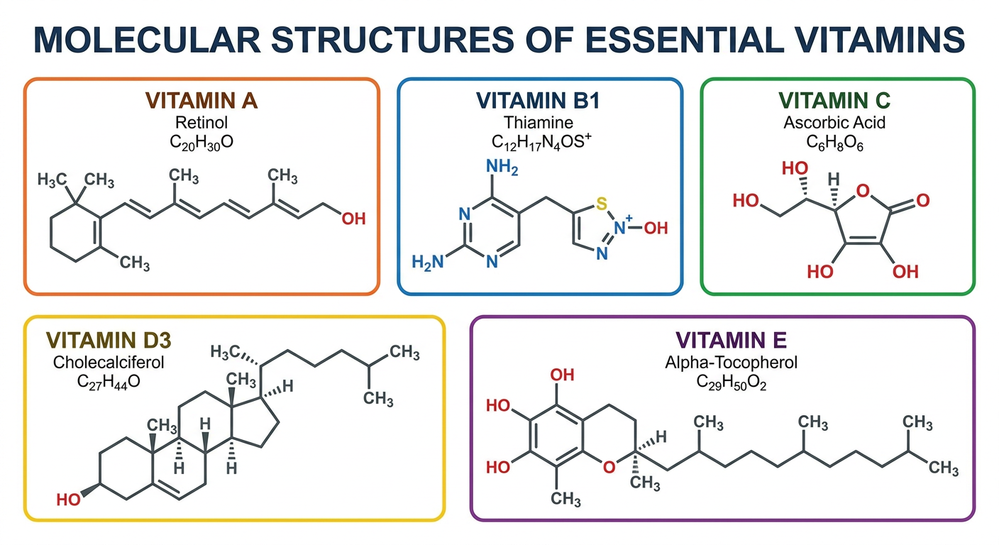 All 5 Vitamin Molecular Models