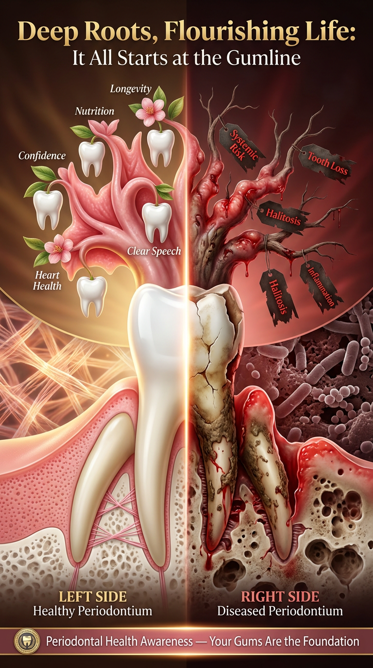 Deep Roots, Flourishing Life - Oral Tissue Tree Poster