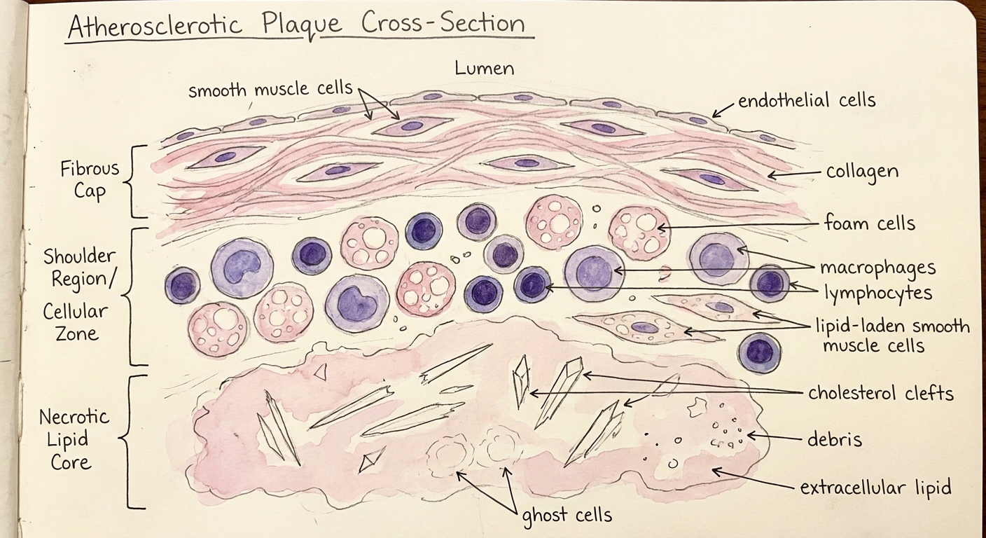 Hand-sketched H&E Atherosclerotic Plaque